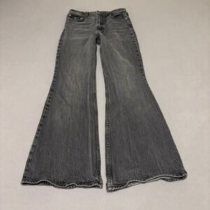 Levis Premium 70s Womens High Flare Jeans 26x30 Washed Black Gray Classic